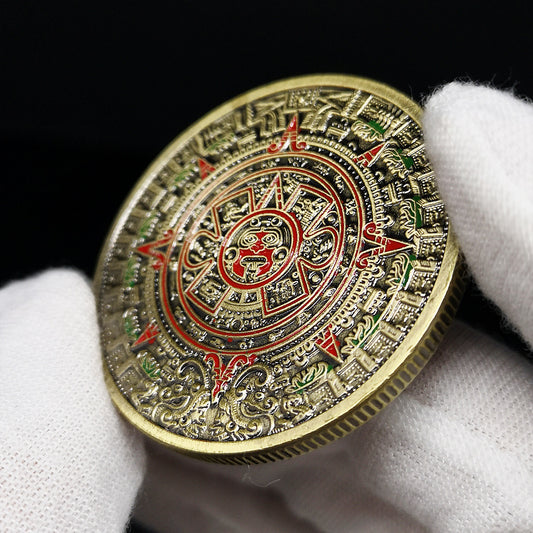 Mayan Commemorative Coin Dot Painted Dragon