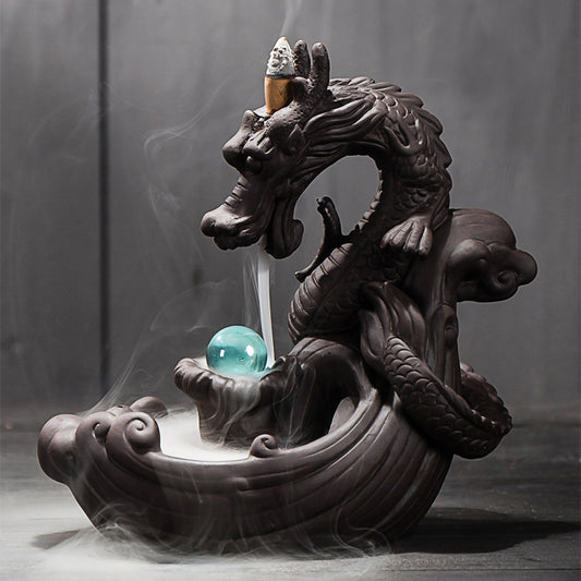 Dragon Statue & Glowing Fountain Waterfall Design Decor