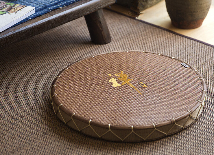 Zabuton Meditation Chair, Japanese Tatami mat, Zabuton straw cushion