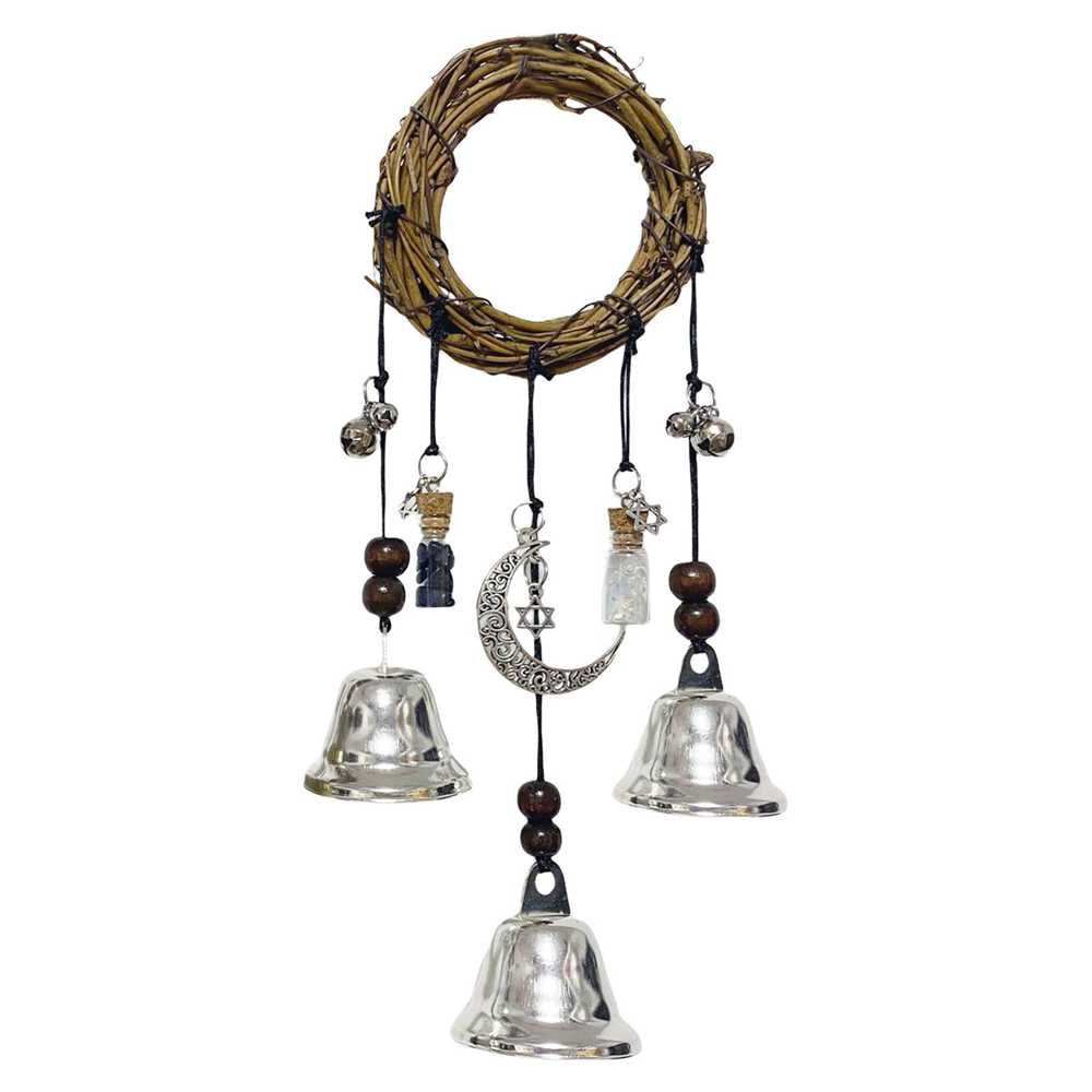 Wall Hanging Rattan Ring, Witch Bell, Blessing Crystal Wind Chime